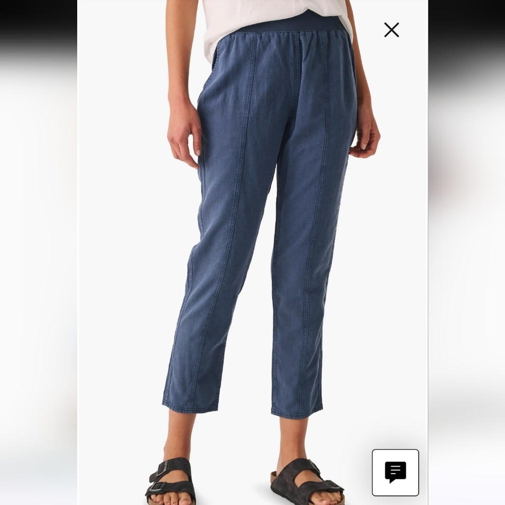 Faherty Arlie Day Taper Pant Navy NWT XS Linen Cotton Blend